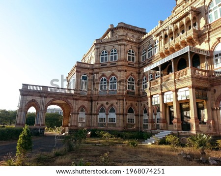 closeup Ranjit Vilas Palace Wankaner, Rajkot, Gujarat, India Royalty-Free Stock Photo #1968074251