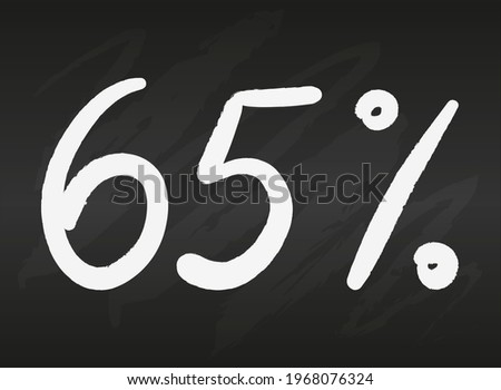65 sixty five percent sign on black chalkboard Simple flat vector illustration