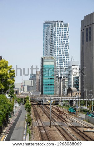 Scenery of Shibuya, Tokyo seen from the railway bridge