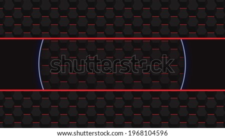 Red Background  and 3D black hexagon