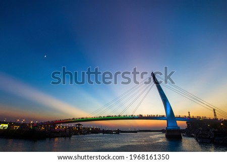 Lover Bridge in Taipei with sunset god light