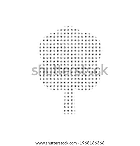 The tree symbol filled with black dots. Pointillism style. Vector illustration on white background