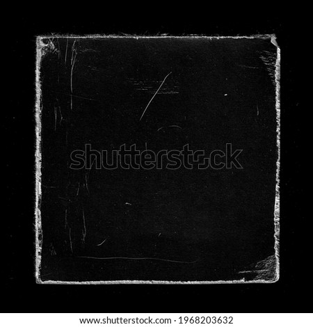 Old Black Square Vinyl CD Record Cover Package Envelope Template Mock Up. Empty Damaged Grunge Aged Photo Scratched Shabby Paper Cardboard Overlay Texture.  Royalty-Free Stock Photo #1968203632