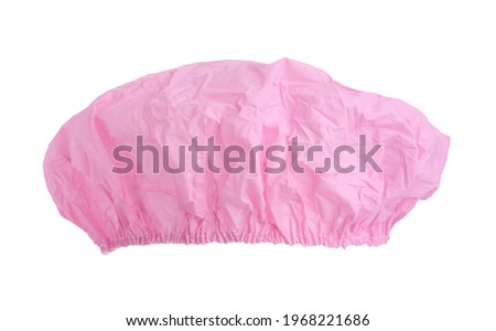 Pink waterproof shower cap isolated on white Royalty-Free Stock Photo #1968221686