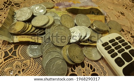 rupiah coins on the table