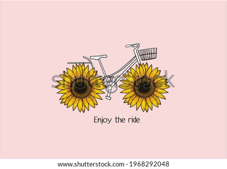 sunflower bicycle vector art design