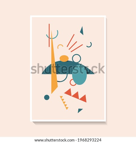 One abstract poster in bright colors in the style of artists of the 20th century.