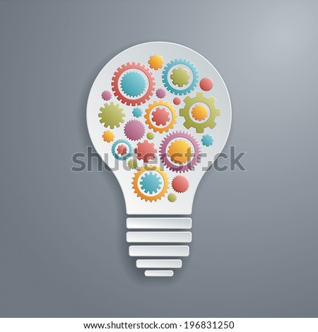 Light bulb with gears working together. Rasterized version.