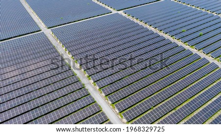 Aerial view solar farm energy business