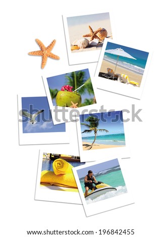 open book with starfish outdoor with swiming pool background
