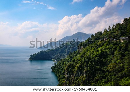 View of the Toba supervolcano lake from a height