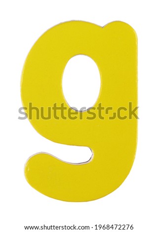 lower case g magnetic letter on white with clipping path