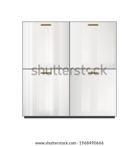 Office file cabinet with four big drawers realistic vector illustration