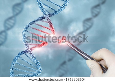 Concept of treatment and adjustment of DNA molecule. Royalty-Free Stock Photo #1968508504