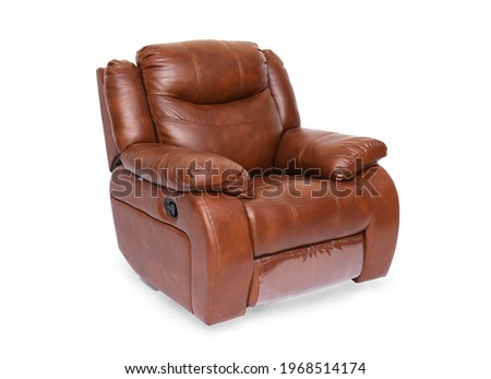 Brown luxury leather recliner sofa in isolate white background Royalty-Free Stock Photo #1968514174