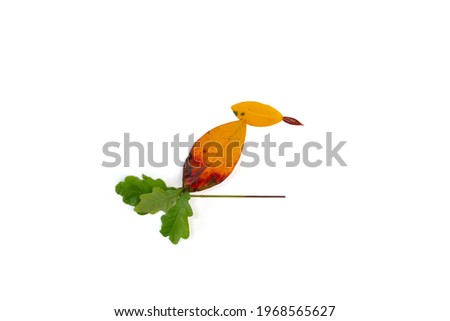 yellow leaf on white background, autumn nature art project for kids, DIY, step 1