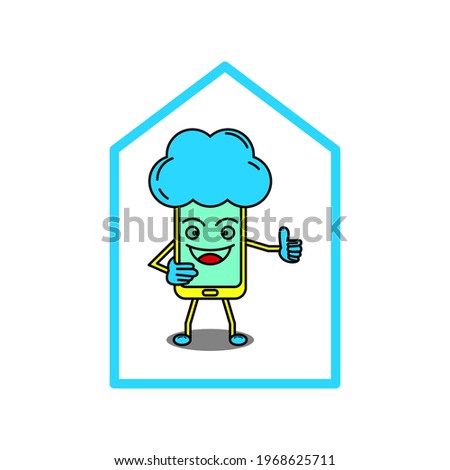 Illustration vector graphic of phone stay at home . perfect to covid 19 health protocol poster, urging to stay home.