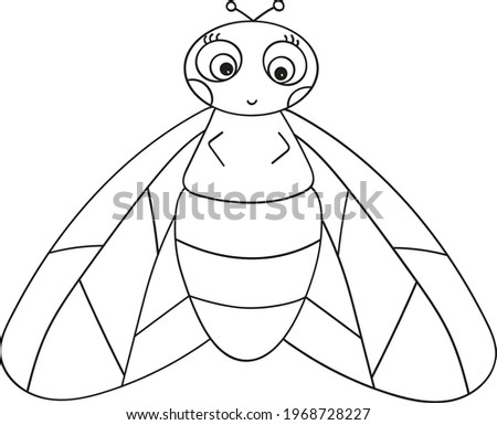 Coloring book with a picture of a cute cartoon fly for preschool children to color. Vector illustration
