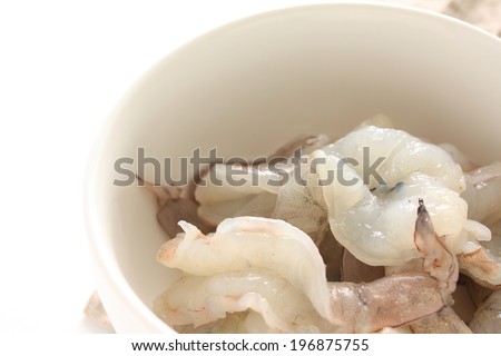 seafood ingredient, shrimp in bowl with pepper for cooking image