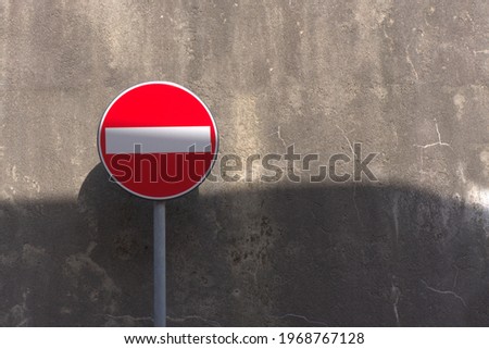 Road sign for one-way, no entry. 
