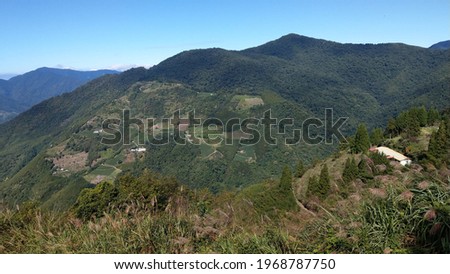Bird's eye view, Aerial view landscape view of Lala Mountain in Taoyuan of Taiwan island Formosa.