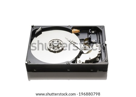Hard disk drive HDD isolated isolated with clipping path on white background
