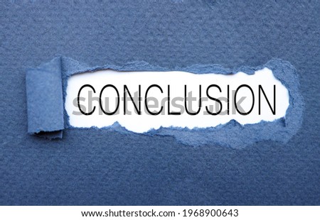 Conclusion. text inside torn paper. white sheet with black font. Royalty-Free Stock Photo #1968900643