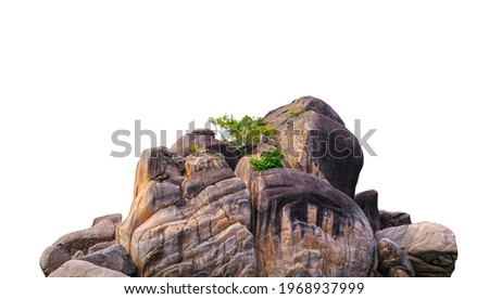 Beach rock formations in the Seychelles isolated on white background Royalty-Free Stock Photo #1968937999