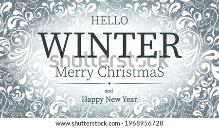 Vector banner. Hello winter, christmas, new year. Monogram pattern.