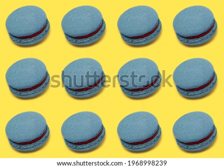 pattern blueberry blue macaroon brownie on yellow background