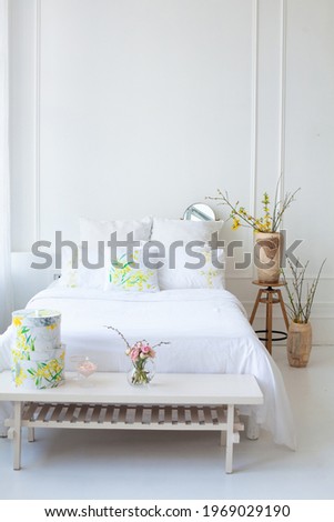 furniture in a rooom in light colors