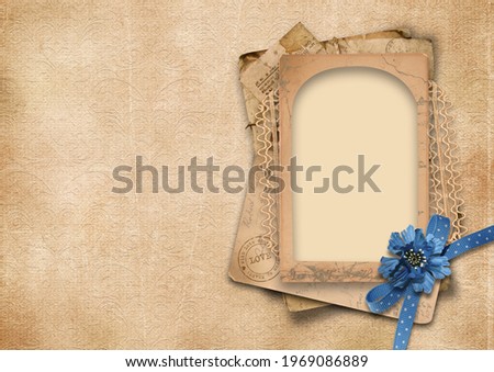 Vintage background with frame for photo and old card
