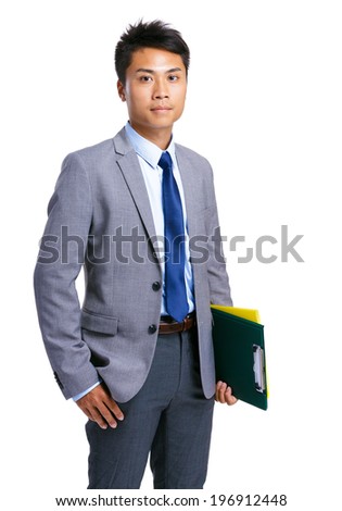 Business man and clipboard