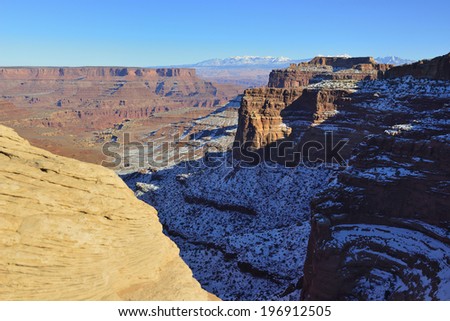 Shafer Canyon in Canyonlands National Park, Utah in winter