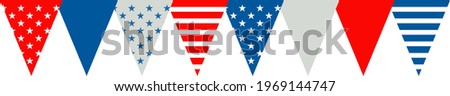 American garland with flag. Independence day of USA flat vector icon. July fourth celebration party. Objects isolated on a white background.