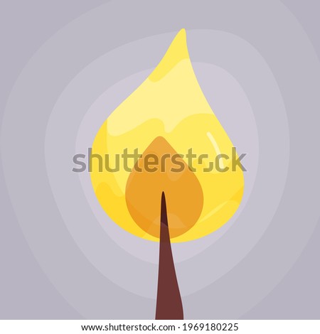 A match and a burning fire. Vector illustration in flat style
