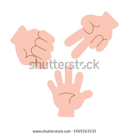 Rock Paper Scissors icons. Isolated vector illustration.