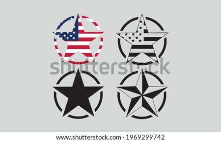 Army Star, U.S Military Star with American Flag Star Vector and Clip Art