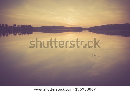 vintage photo of sunset lake