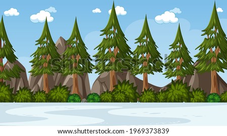 Empty nature park landscape scene illustration