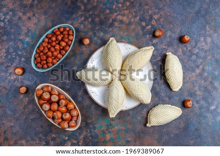 Traditional Azerbaijan holiday Novruz sweets,shekerbura,qogal,mutaki,paxlava.