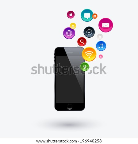 Mobile communication by smart phone apps to services available on the internet