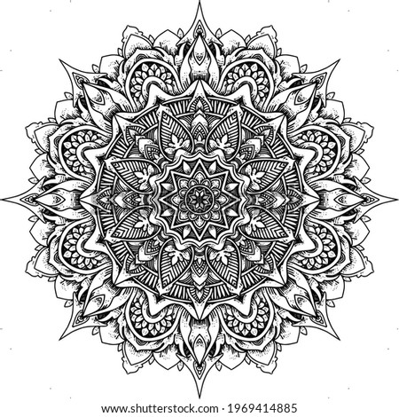 Mandala illustration.
 Circular patterns in mandala form for, tattoos, decorations. Decorative ornament in an oriental ethnic style. Coloring book pages.