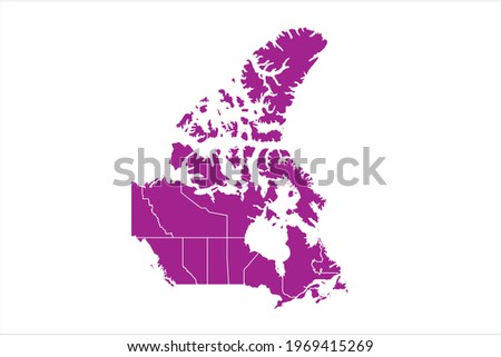Canada Map pink Color on White Backgound