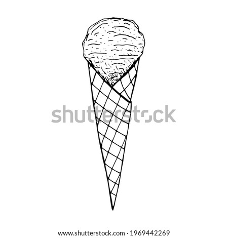Ice cream clip art, vector illustration, hand drawn sketch