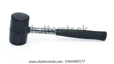 Black rubber mallet on white, isolated