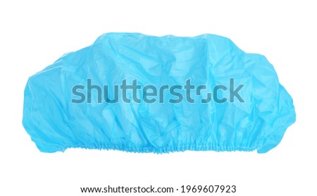 Light blue waterproof shower cap isolated on white Royalty-Free Stock Photo #1969607923