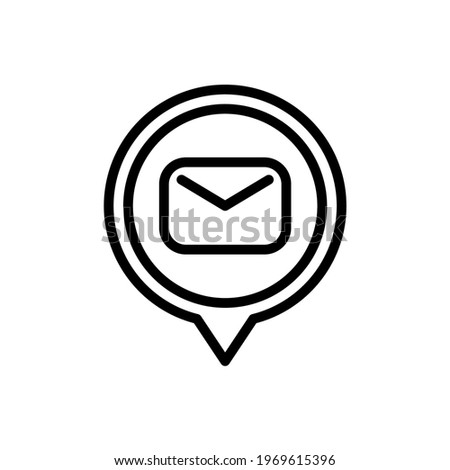 Message location pin icon with line style. Placeholder vector icon