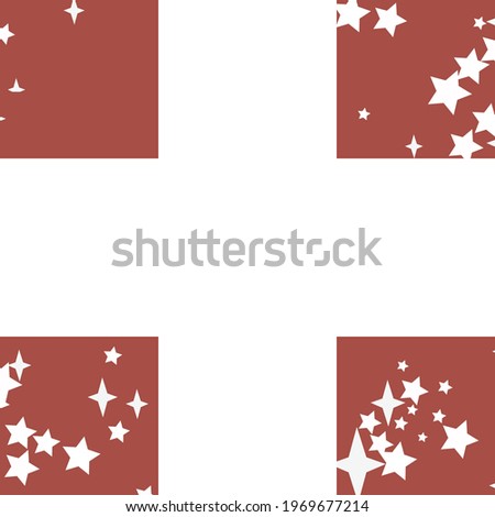 New Year Christmas Print Magic Snow Pattern. Holiday Four-pointed Sharp Retro Color Background. White Bright Red Winter Chaotic Design Pic. Santa Mystery Stars Night Sky Wallpaper.