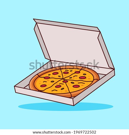 Pizza sticker. cute cartoon. Modern flat style vector illustration clipart.